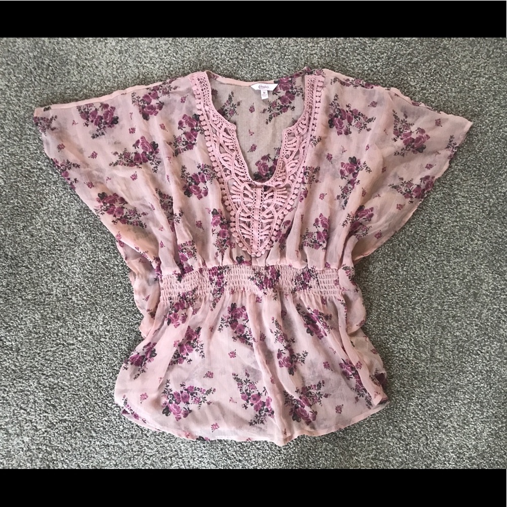 Pink floral blouse